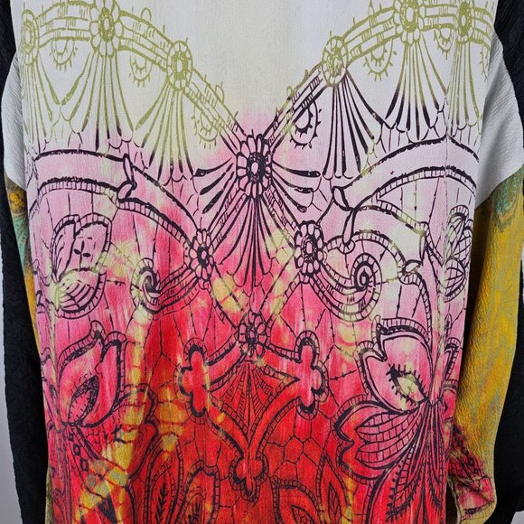 Citron Santa Monica Silk Multicolor Floral Kimono Jacket Large Boho - Picture 5 of 12